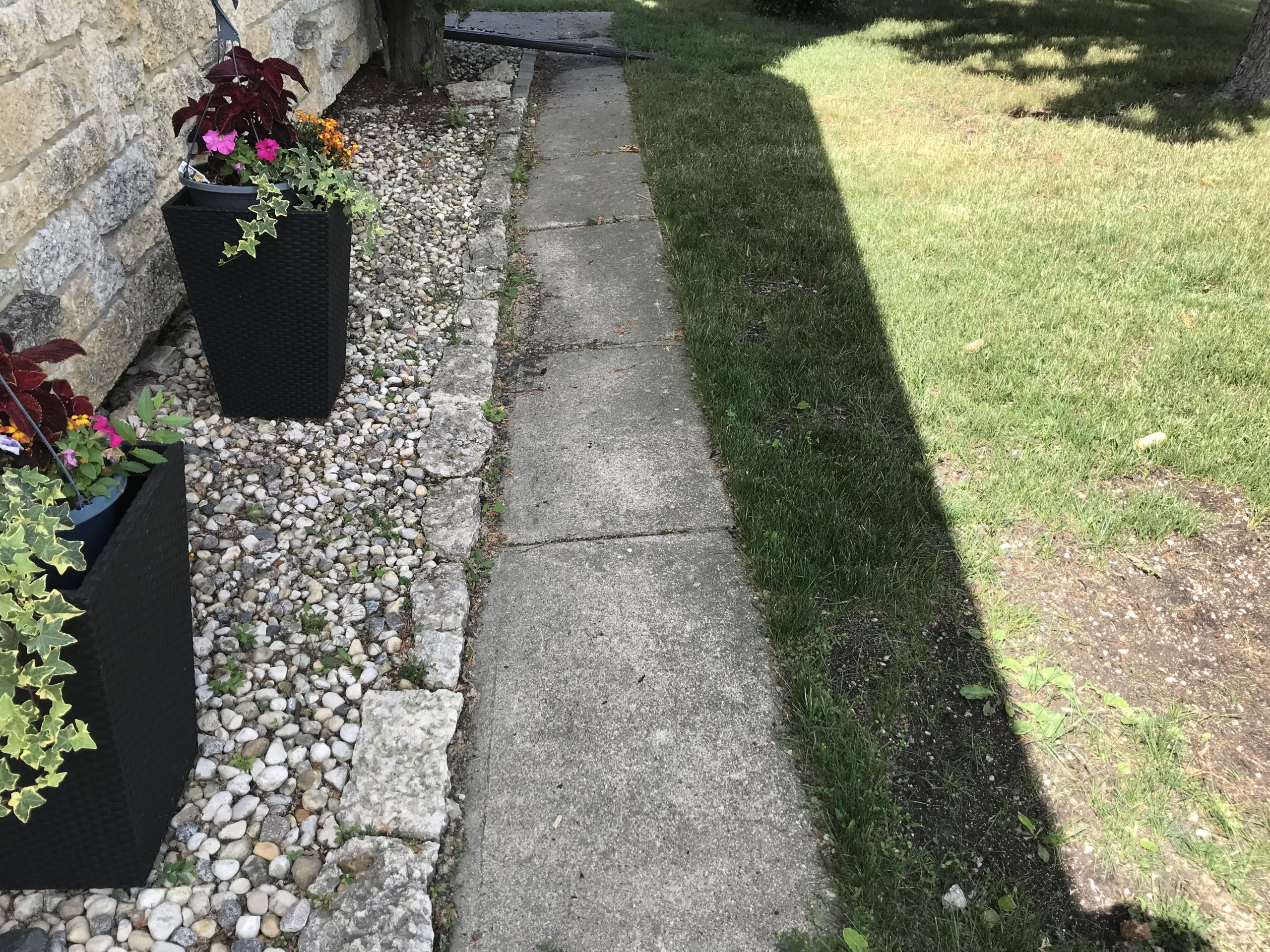 Foundation walkway before rock bed