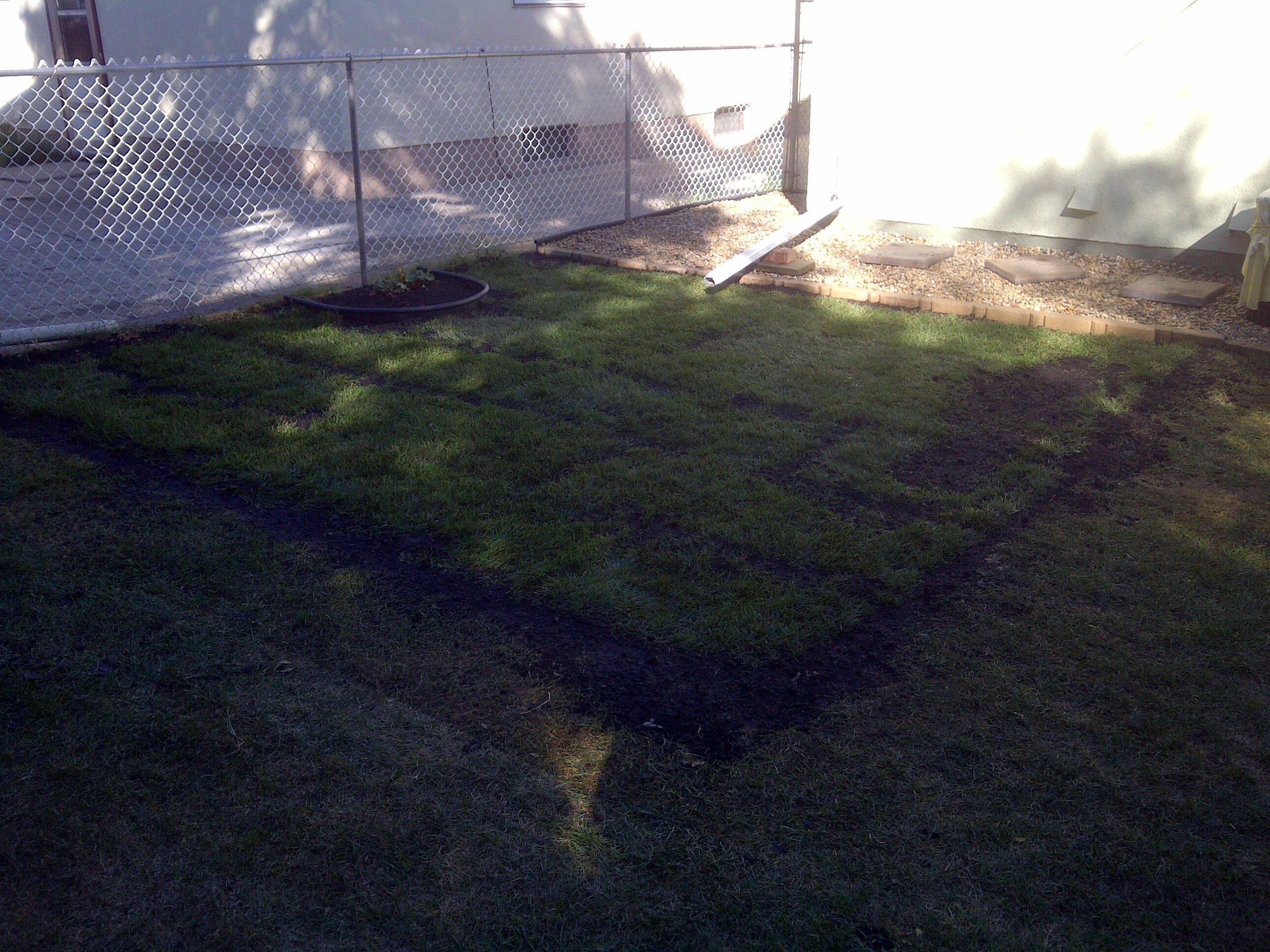 Garden bed removed and replaced with fresh sod lawn installation