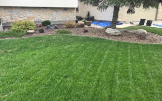 Flower bed with faded mulch