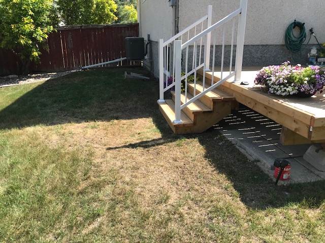 Deck area before rock bed