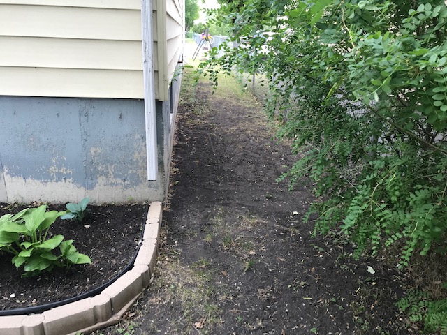 Side foundation before rock pathway