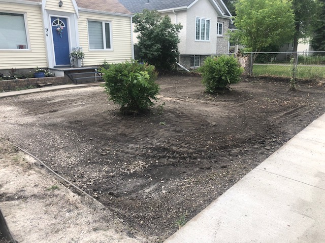 Driveway edge before sod installation